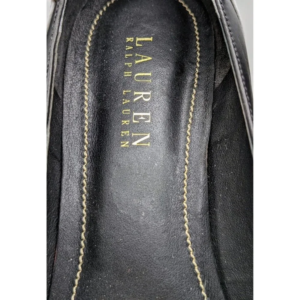 Ralph Lauren Belinda Pumps Heels 7 B Pointed Toe Black & White Brazil Leather - Picture 6 of 7